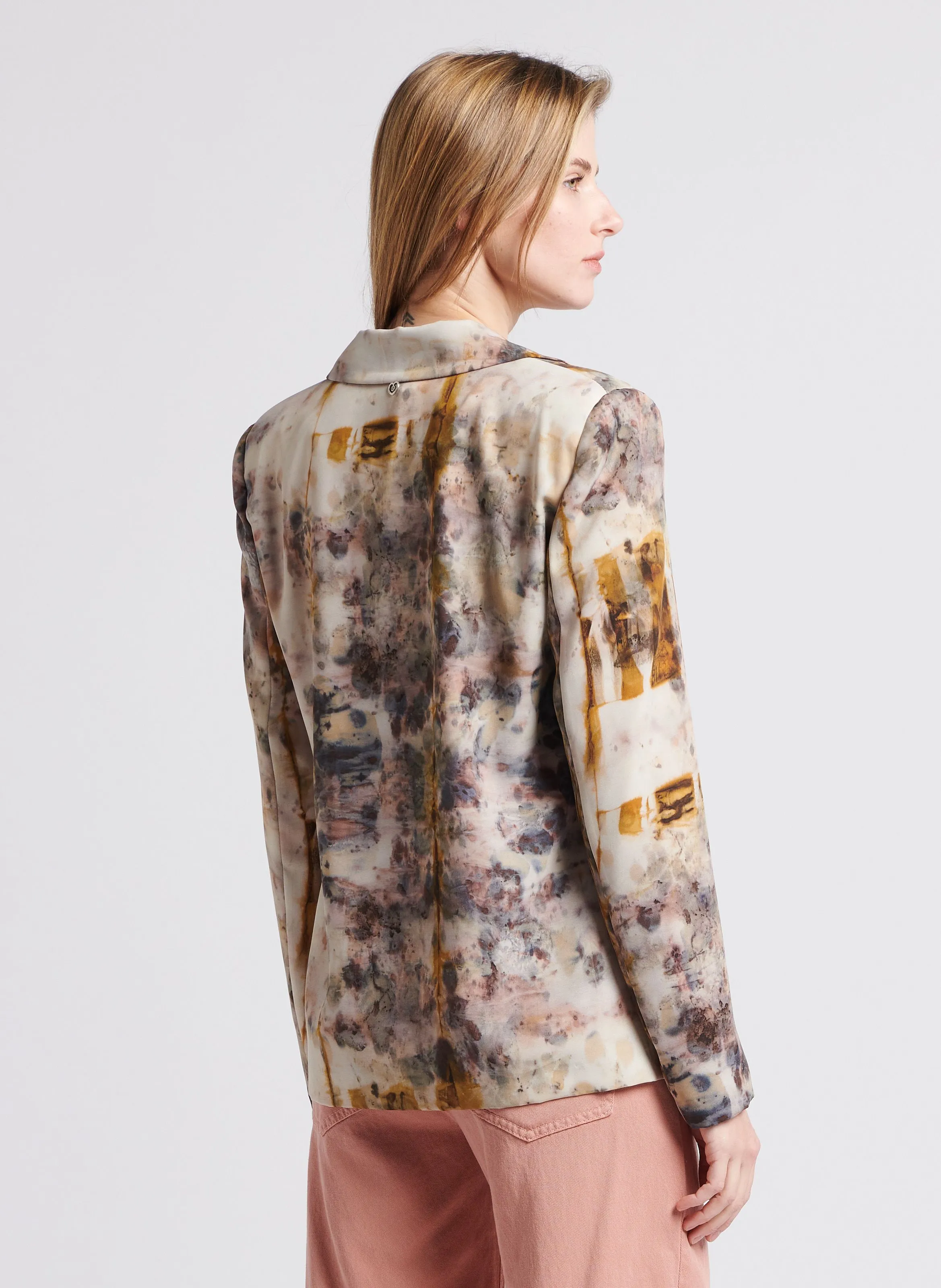 Chaqueta sastre recta estampada en blanco