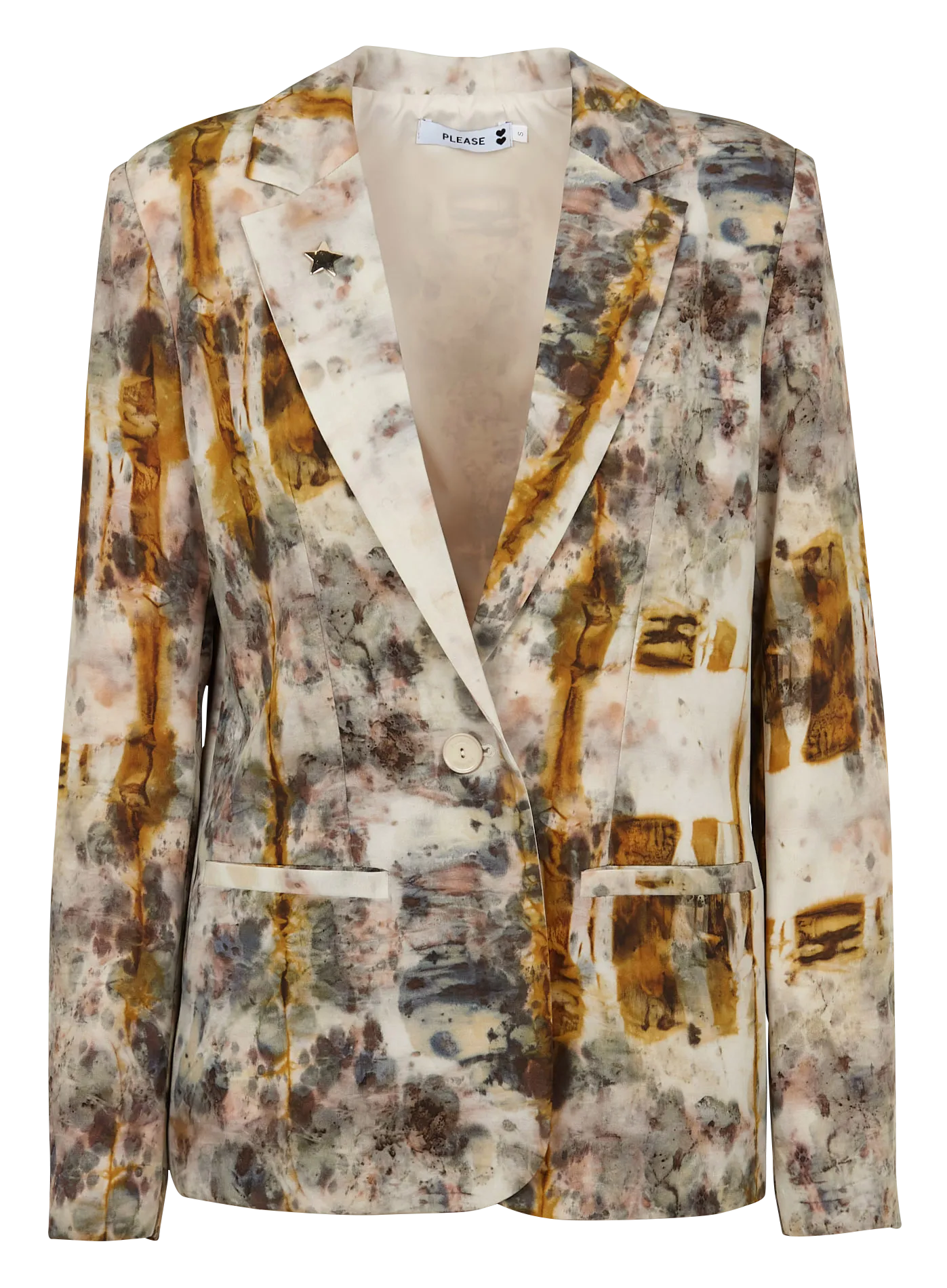 Chaqueta sastre recta estampada en blanco