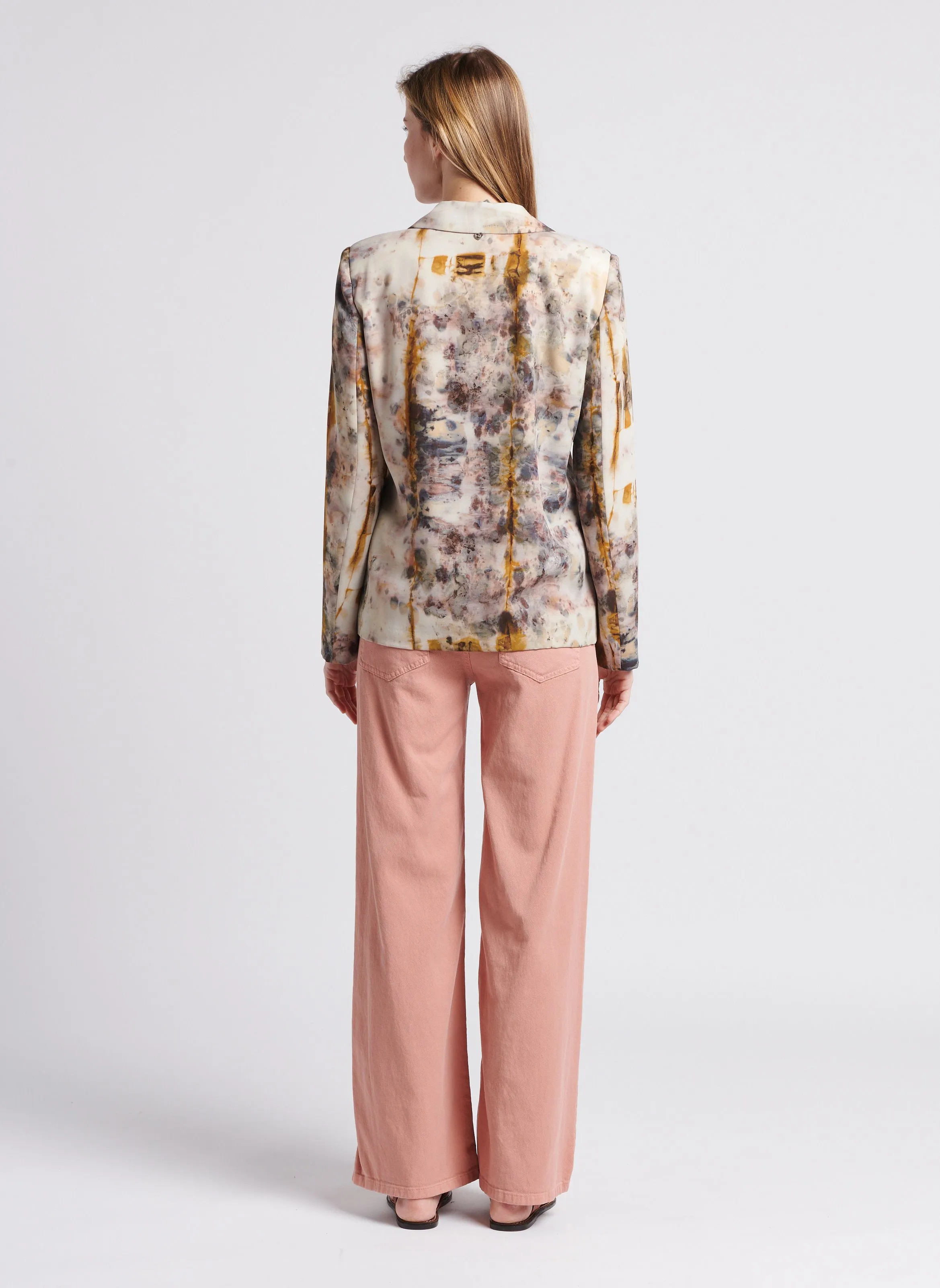 Chaqueta sastre recta estampada en blanco