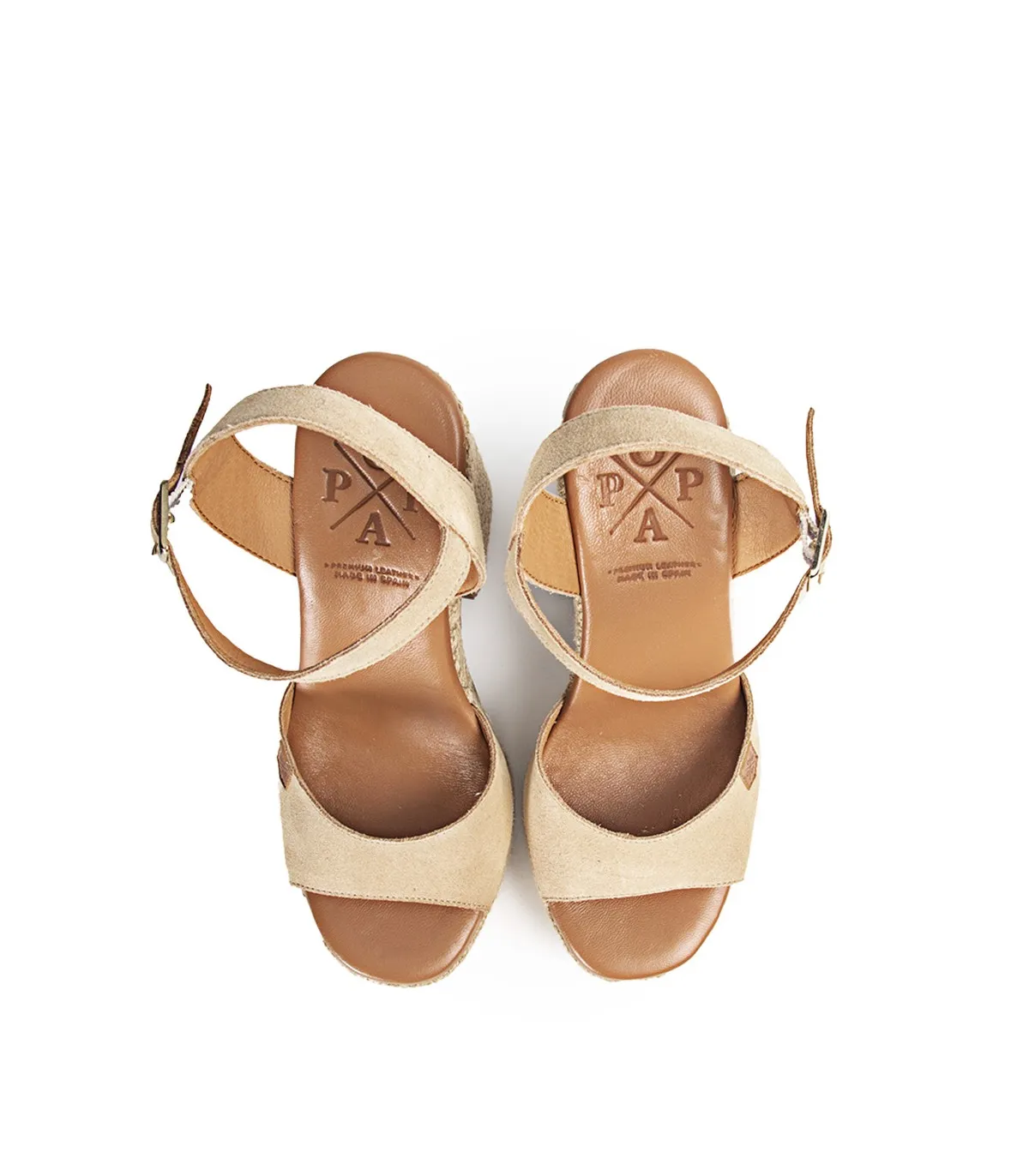 Cuña Tacón Monsul Serraje Beige