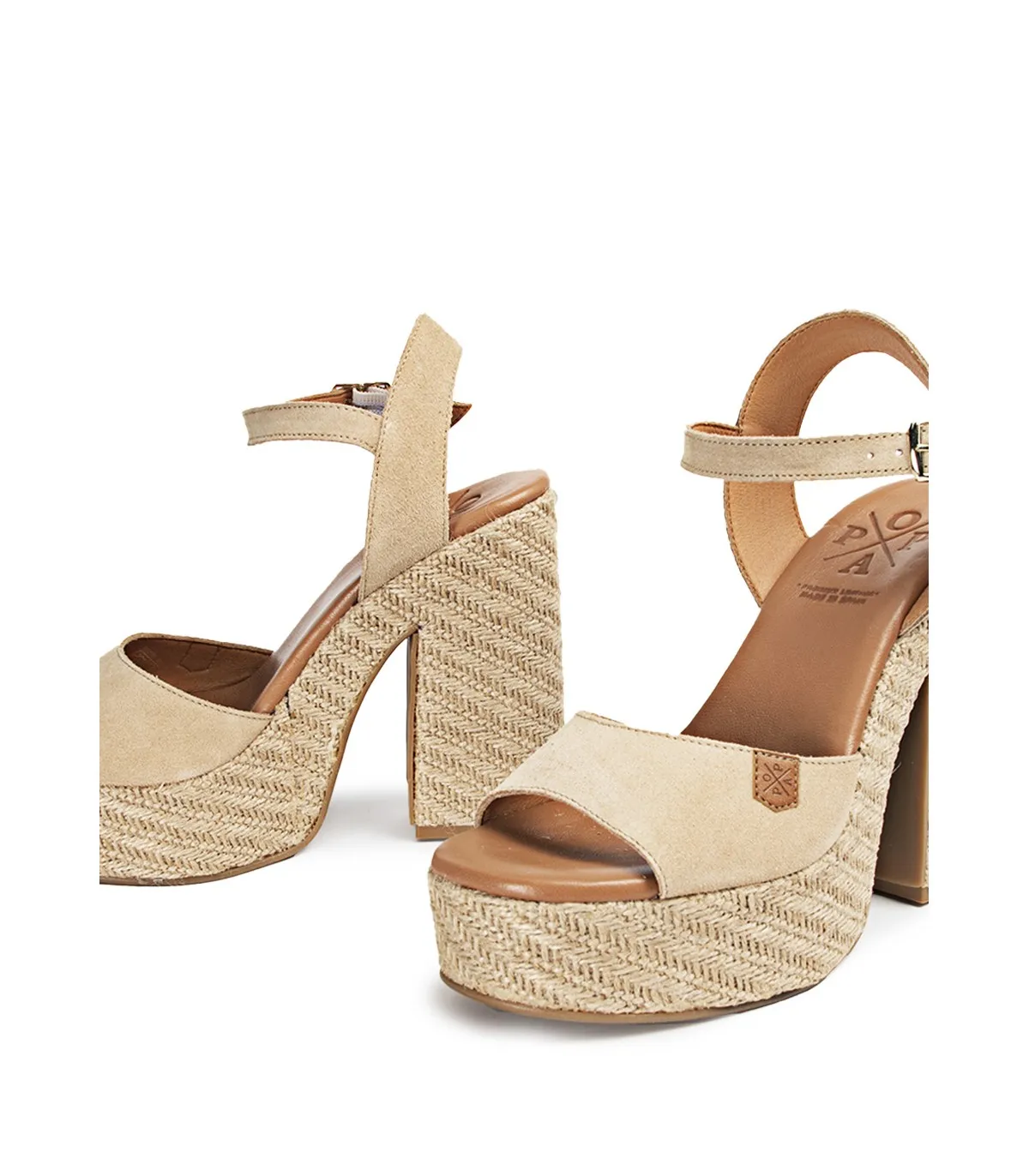 Cuña Tacón Monsul Serraje Beige
