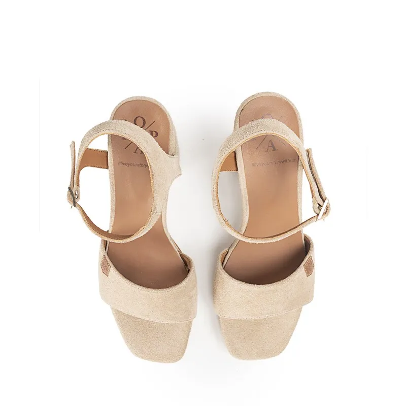 Cuña Tacón Vao Serraje Beige