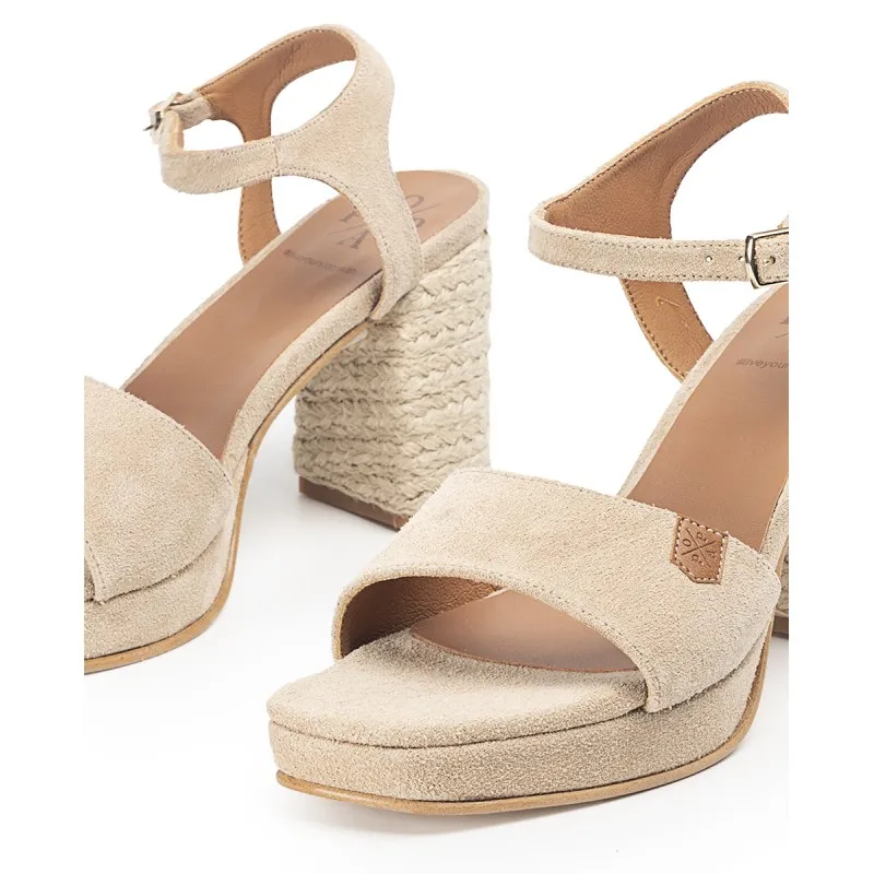 Cuña Tacón Vao Serraje Beige