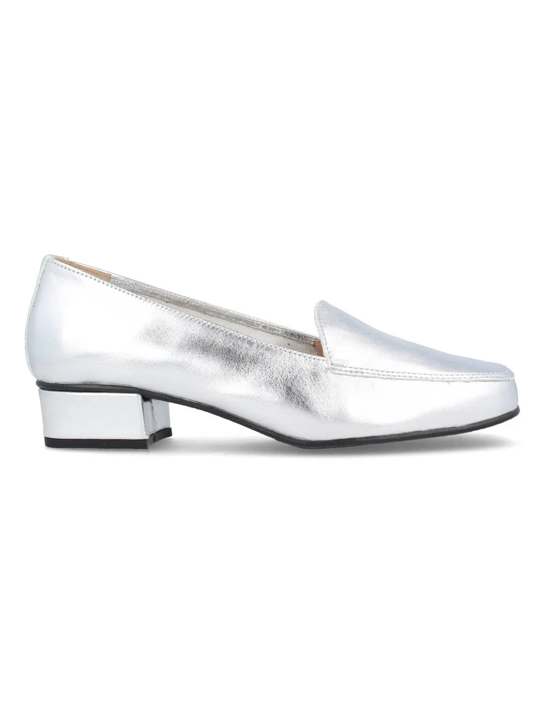 DCHICAS  MOCASíN TACóN LUX PLATA