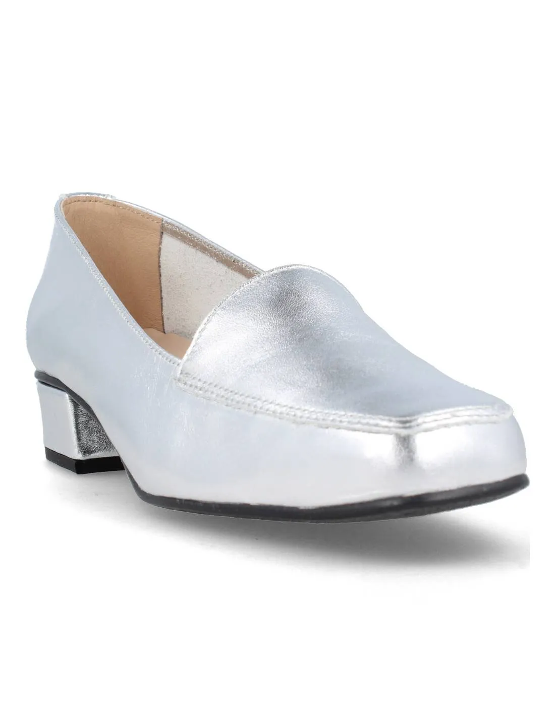 DCHICAS  MOCASíN TACóN LUX PLATA