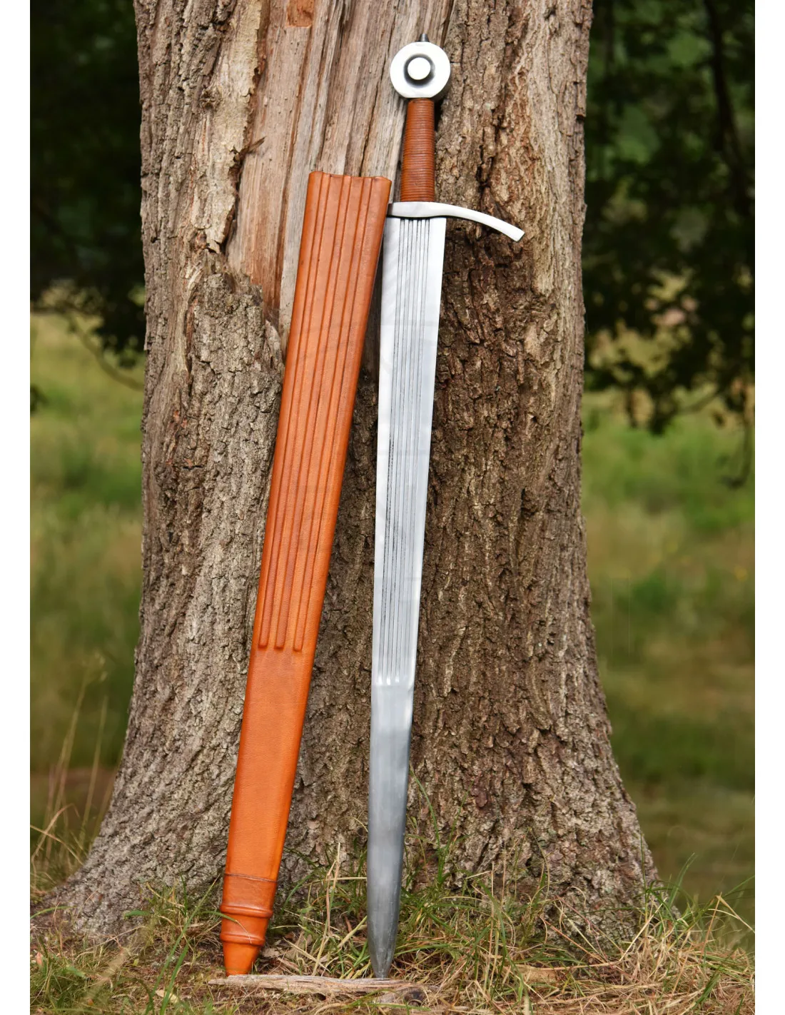 Espada Medieval de armas Moonbrand con vaina, siglo XIII