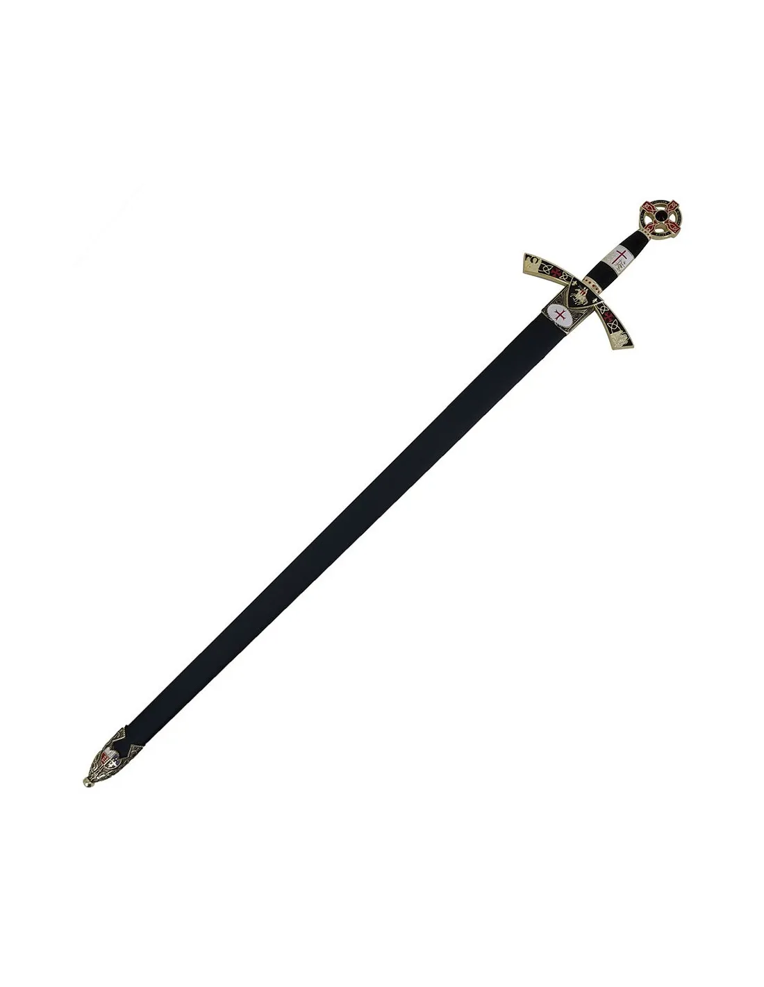 Espada Templaria decorada dorada, con vaina