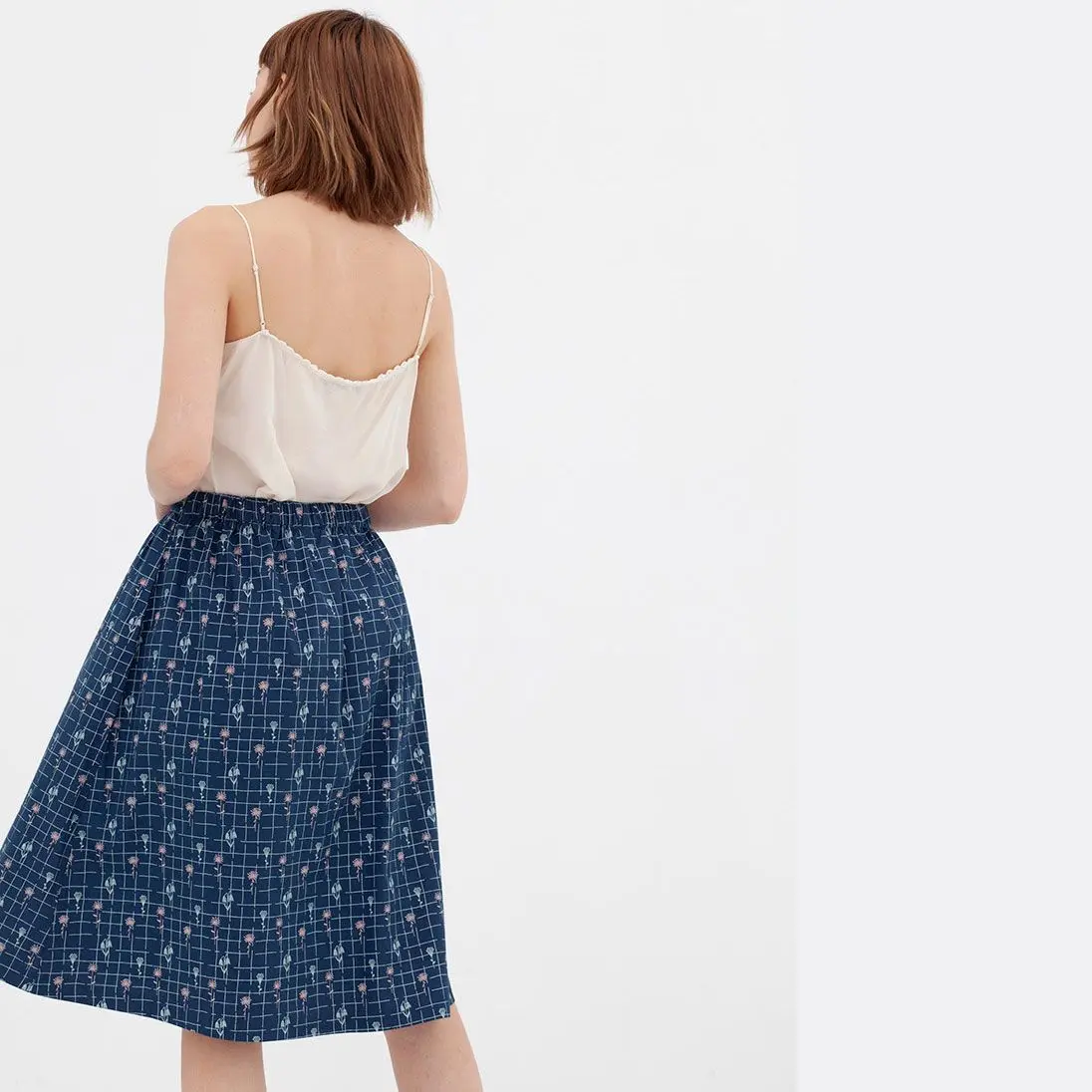 Falda estilo retro azul de algodón orgánico