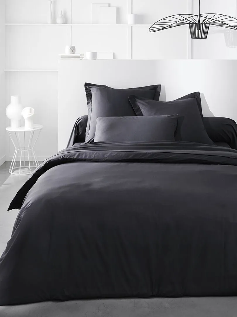 FUNDA DE ALMOHADA LISA DE PERCAL DE ALGODóN  NEGRO