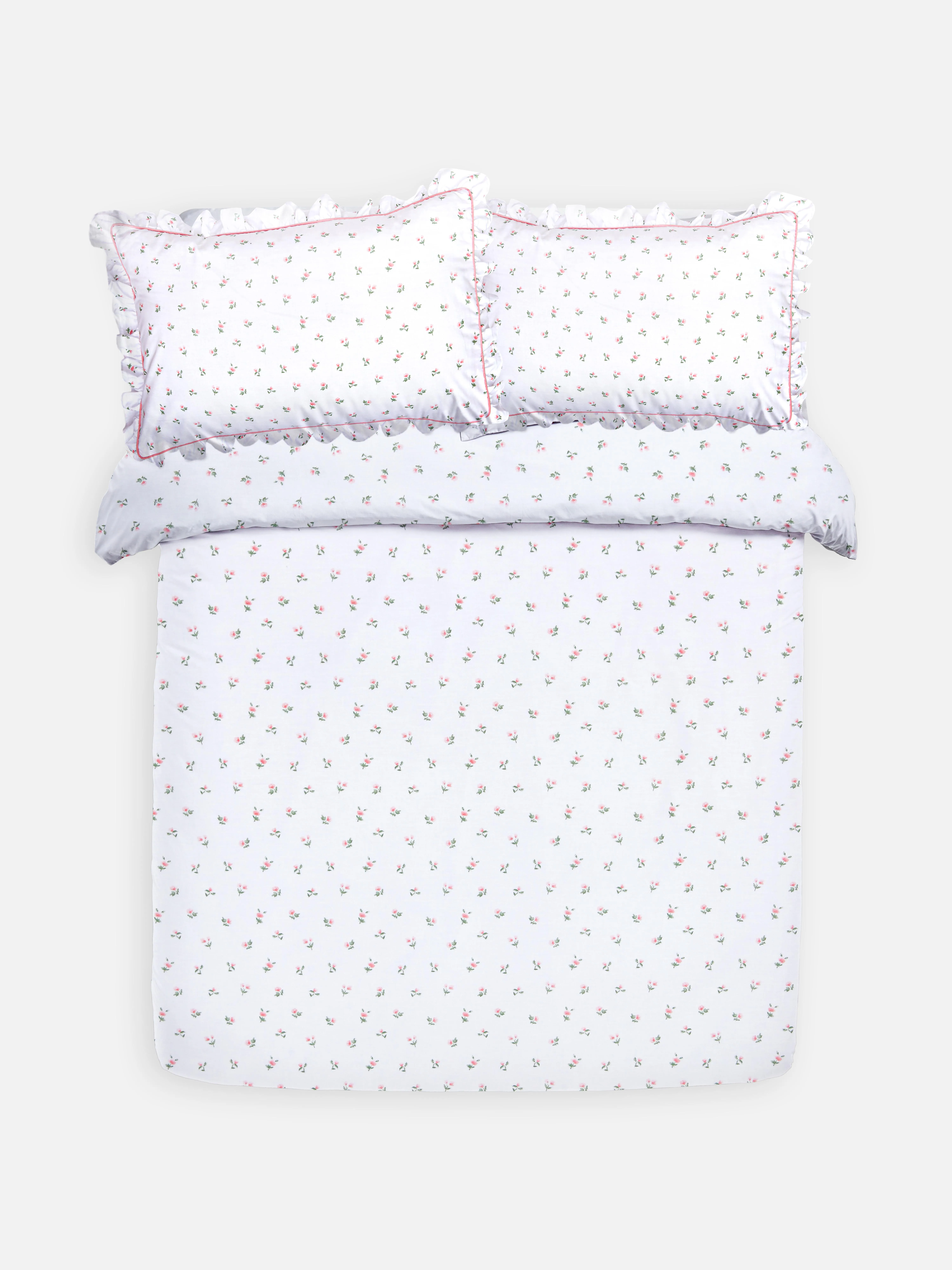 Funda nórdica con flores rosas para cama doble