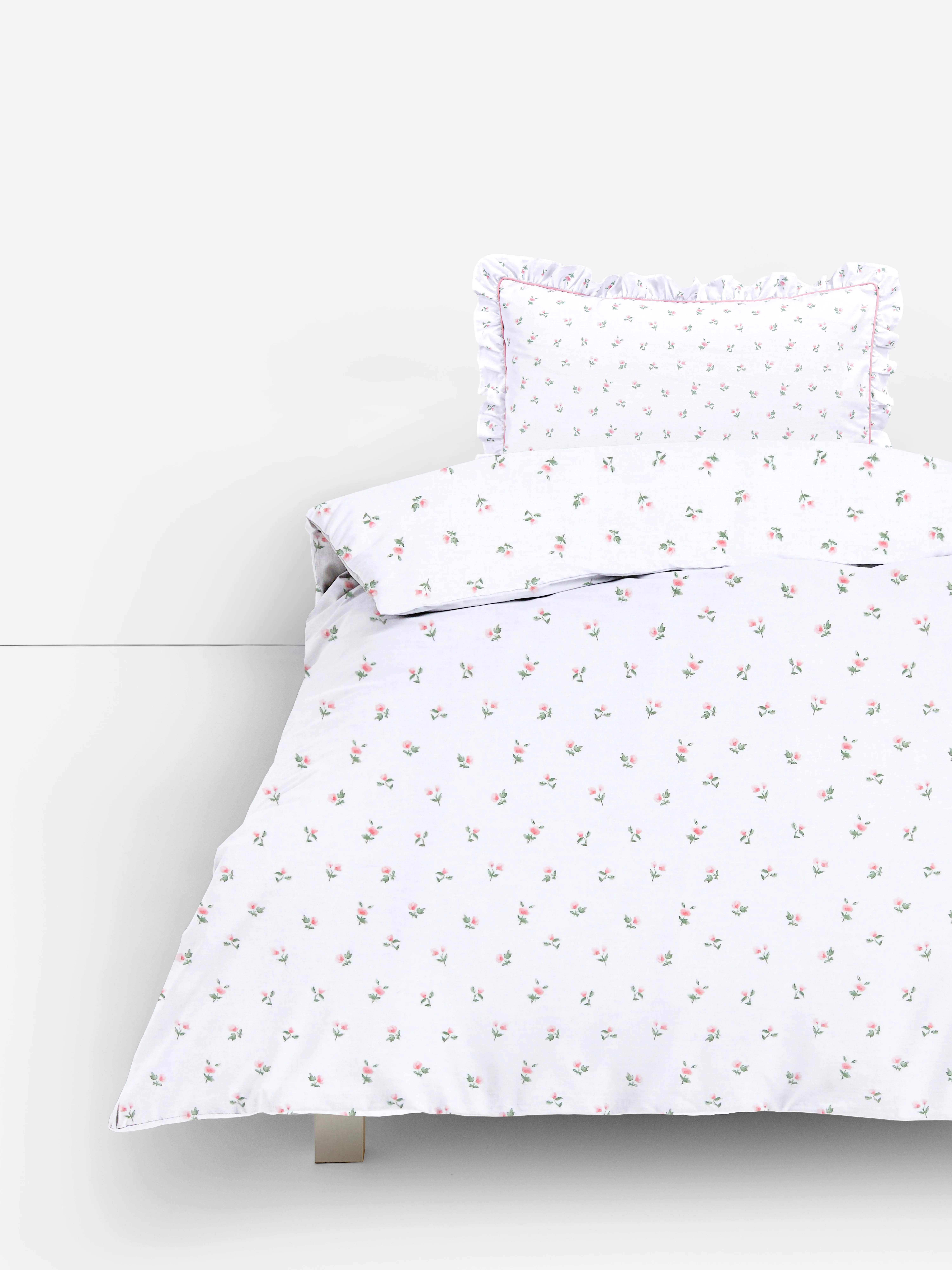 Funda nórdica con flores rosas para cama individual