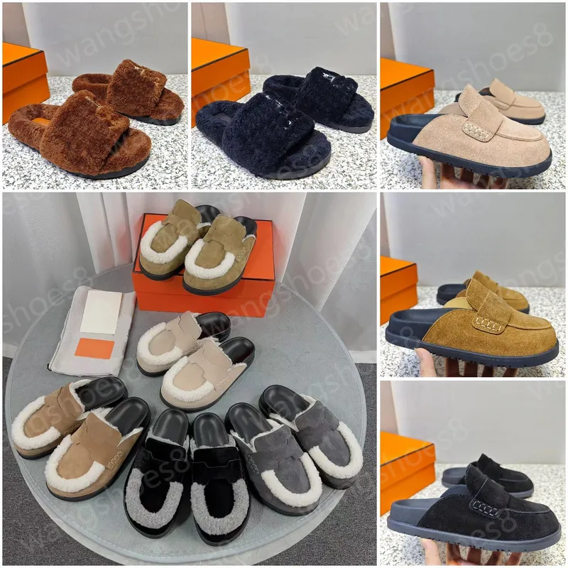 Hombres Mujeres Go Mule zapatillas diseñador de lujo Primavera Otoño Estilo Clásico Felpa Medio Tuo Baotou Zapatillas al aire li