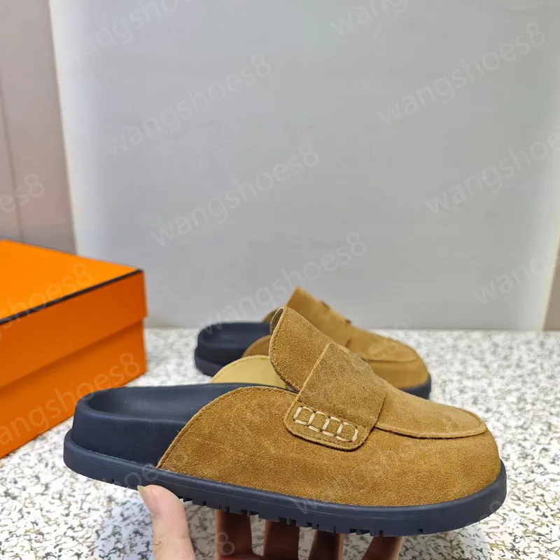 Hombres Mujeres Go Mule zapatillas diseñador de lujo Primavera Otoño Estilo Clásico Felpa Medio Tuo Baotou Zapatillas al aire li