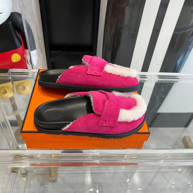 Hombres Mujeres Go Mule zapatillas diseñador de lujo Primavera Otoño Estilo Clásico Felpa Medio Tuo Baotou Zapatillas al aire li