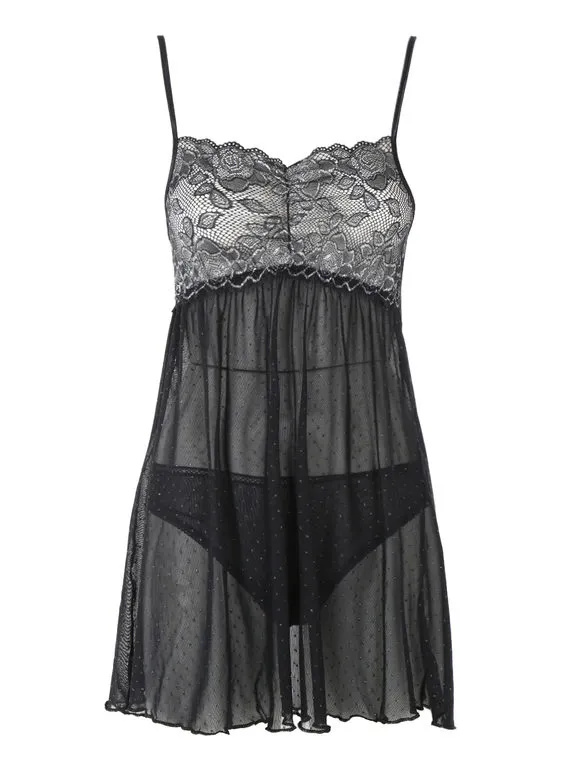 Intimami Conjunto completo de babydoll y ropa interior brasileña para mujer.