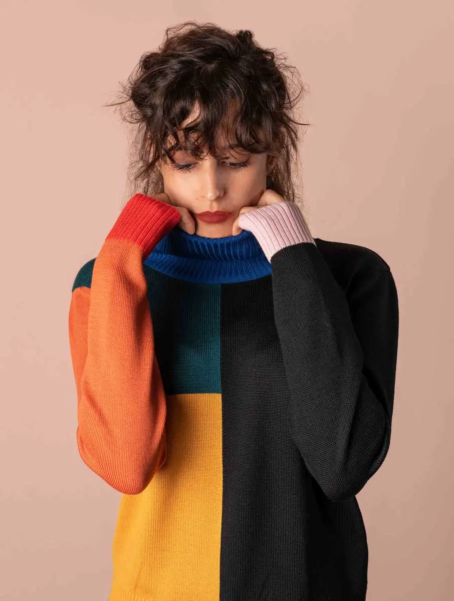 Jersey cuello alto de colores 100% lana merino