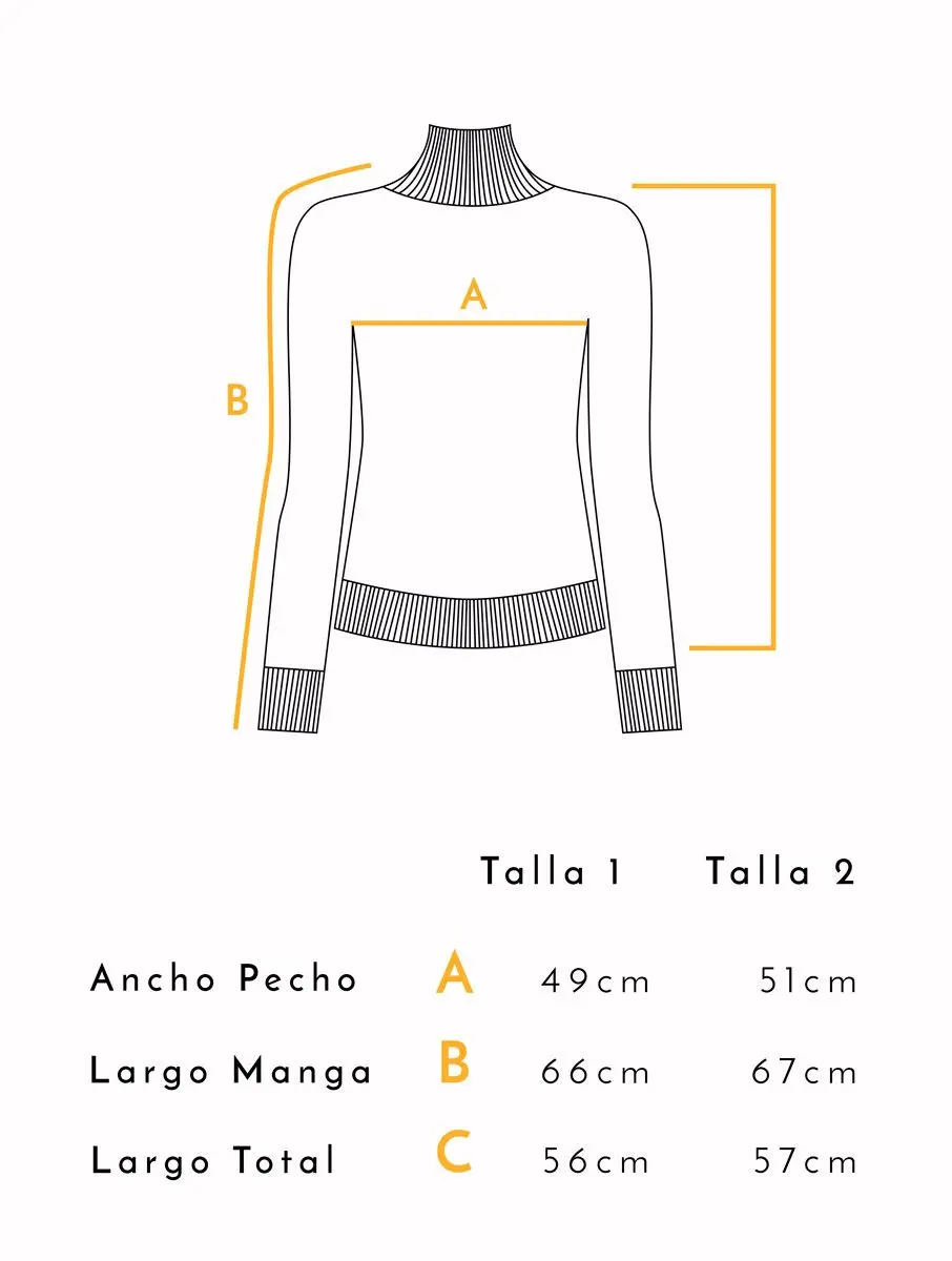 Jersey cuello alto de colores 100% lana merino