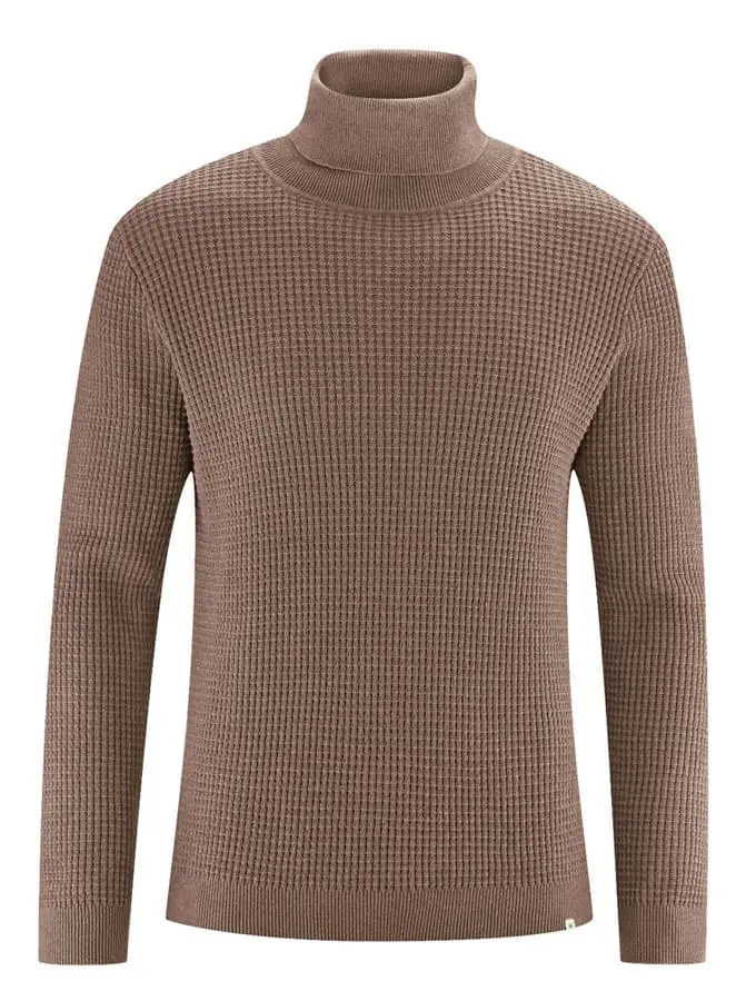 Jersey cuello alto hombre de punto gofre
