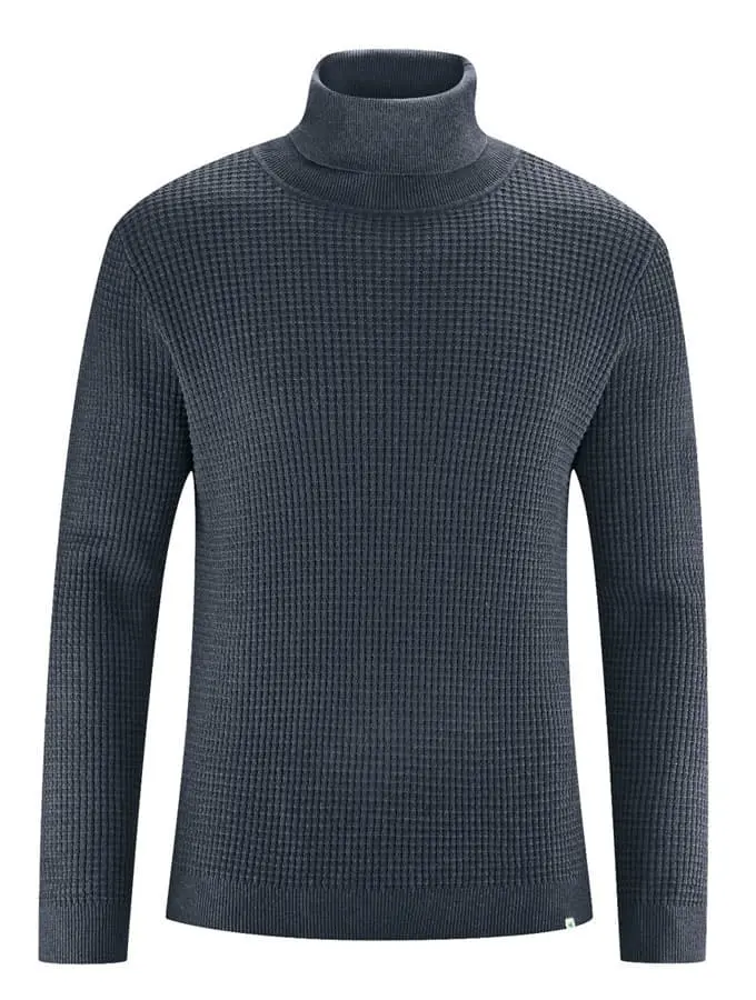 Jersey cuello alto hombre de punto gofre