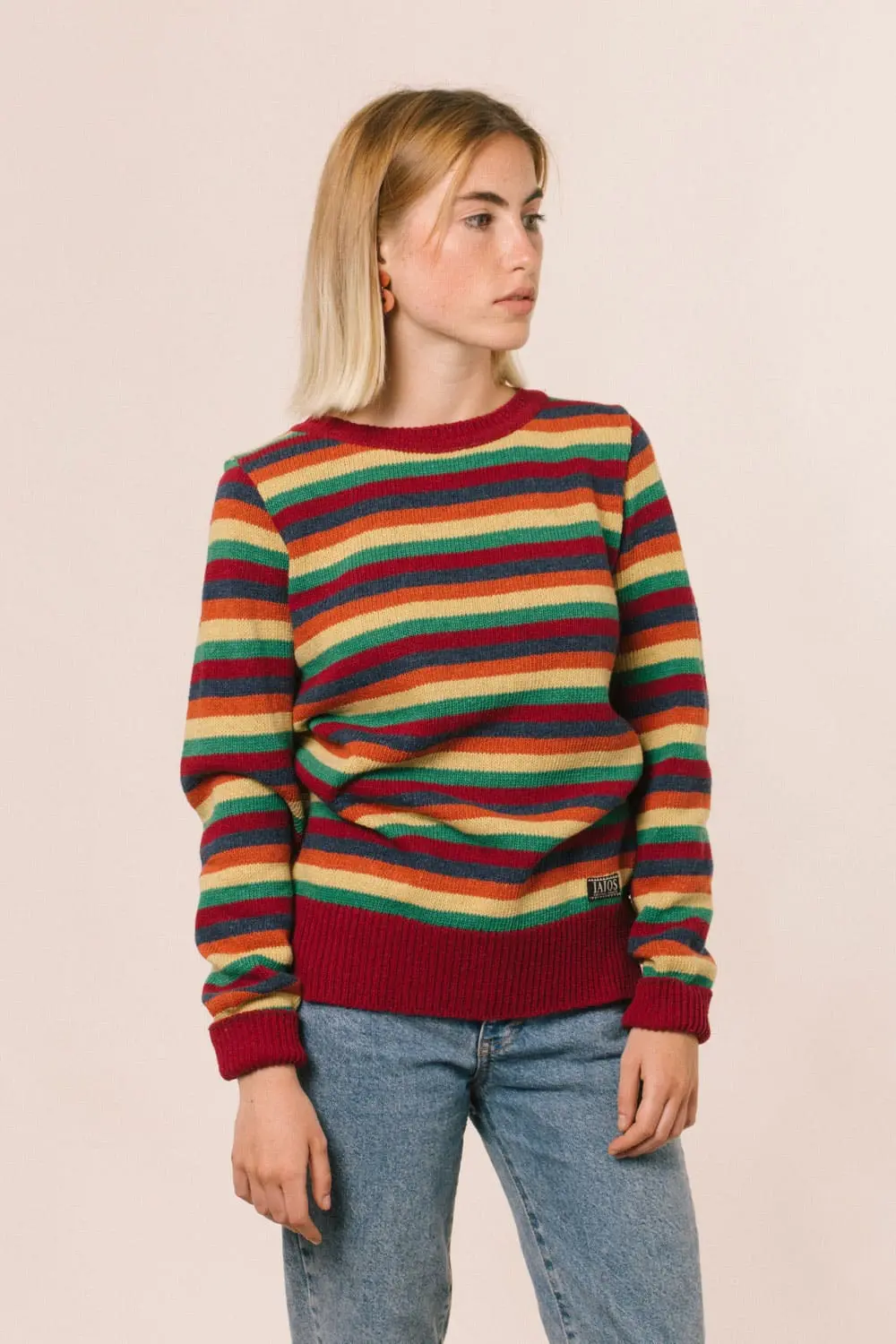 Jersey rayas multicolor mujer de lana reciclada