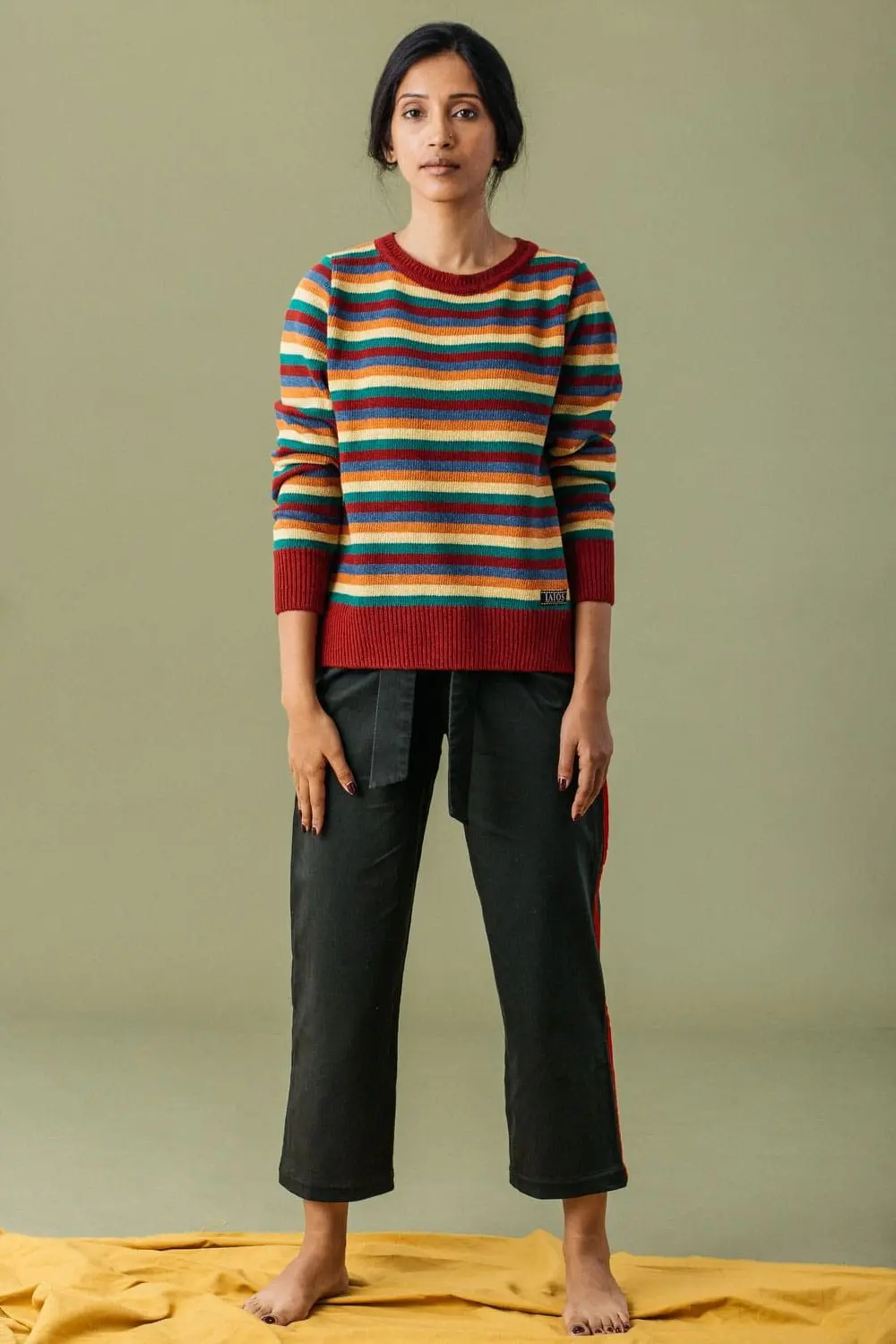Jersey rayas multicolor mujer de lana reciclada