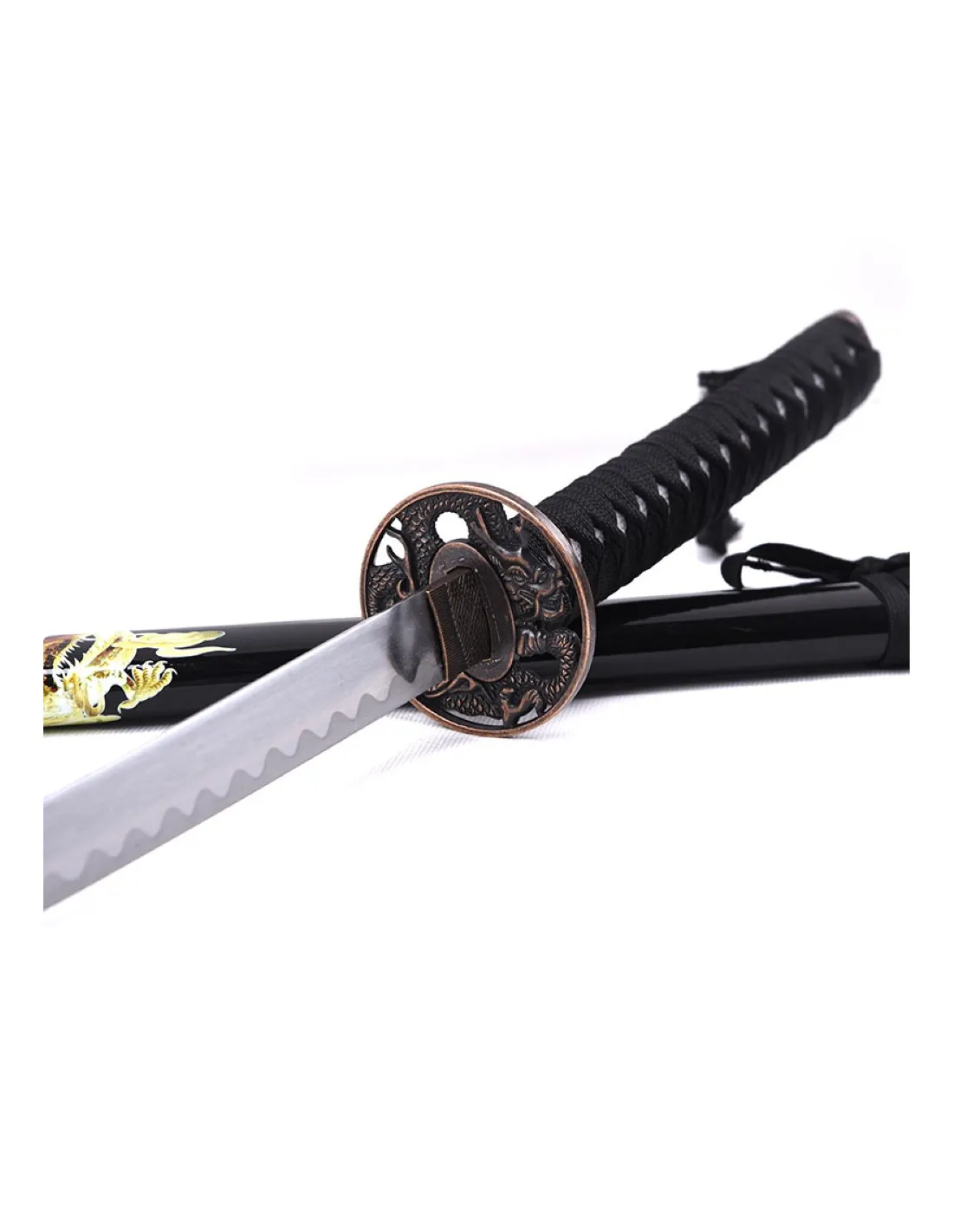 Katana ornamental dragón con vaina negra (96,5 cm.)