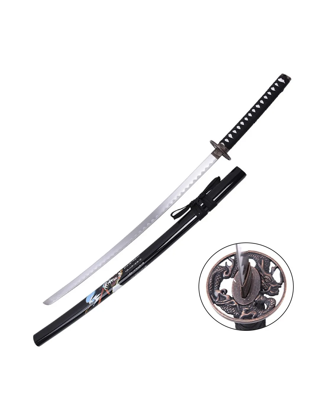 Katana ornamental samurái con vaina negra (105 cm.)
