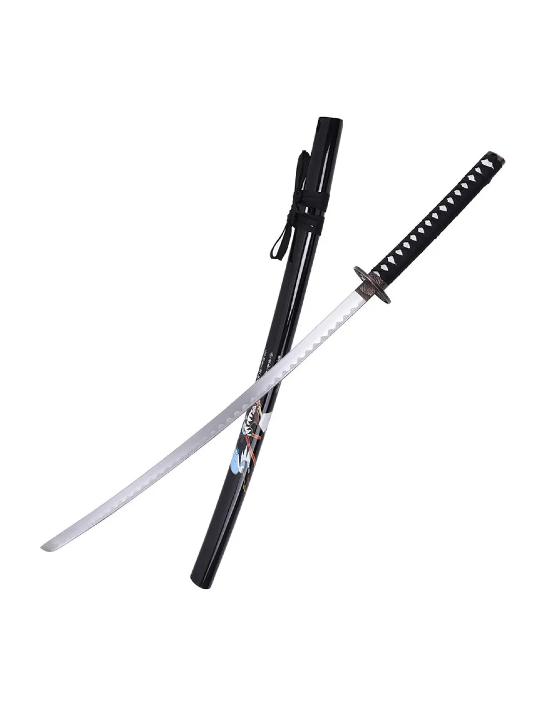 Katana ornamental samurái con vaina negra (105 cm.)
