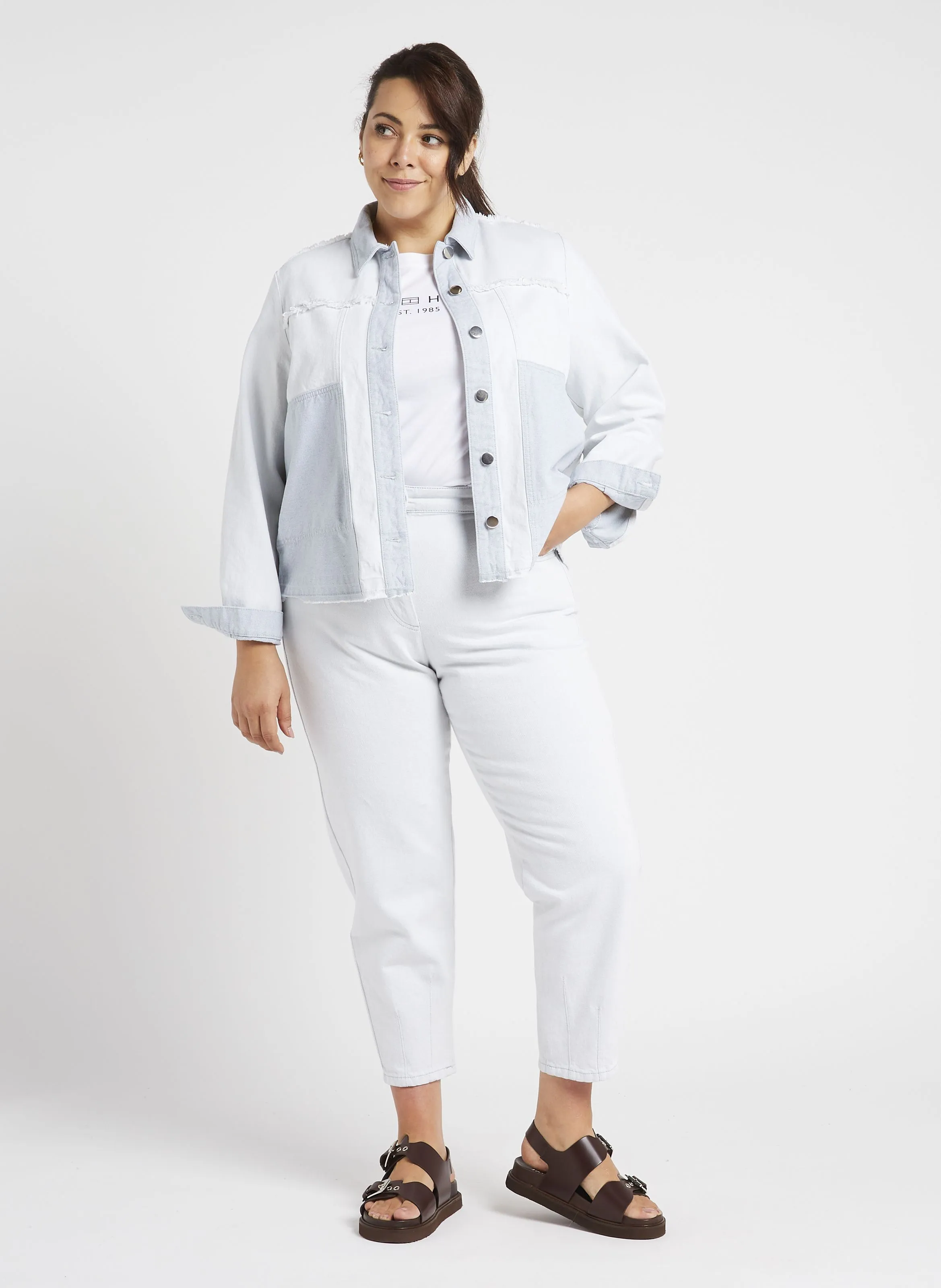 MANA  CHAQUETA VAQUERA RECTA PATCHWORK DE ALGODóN EN AZUL