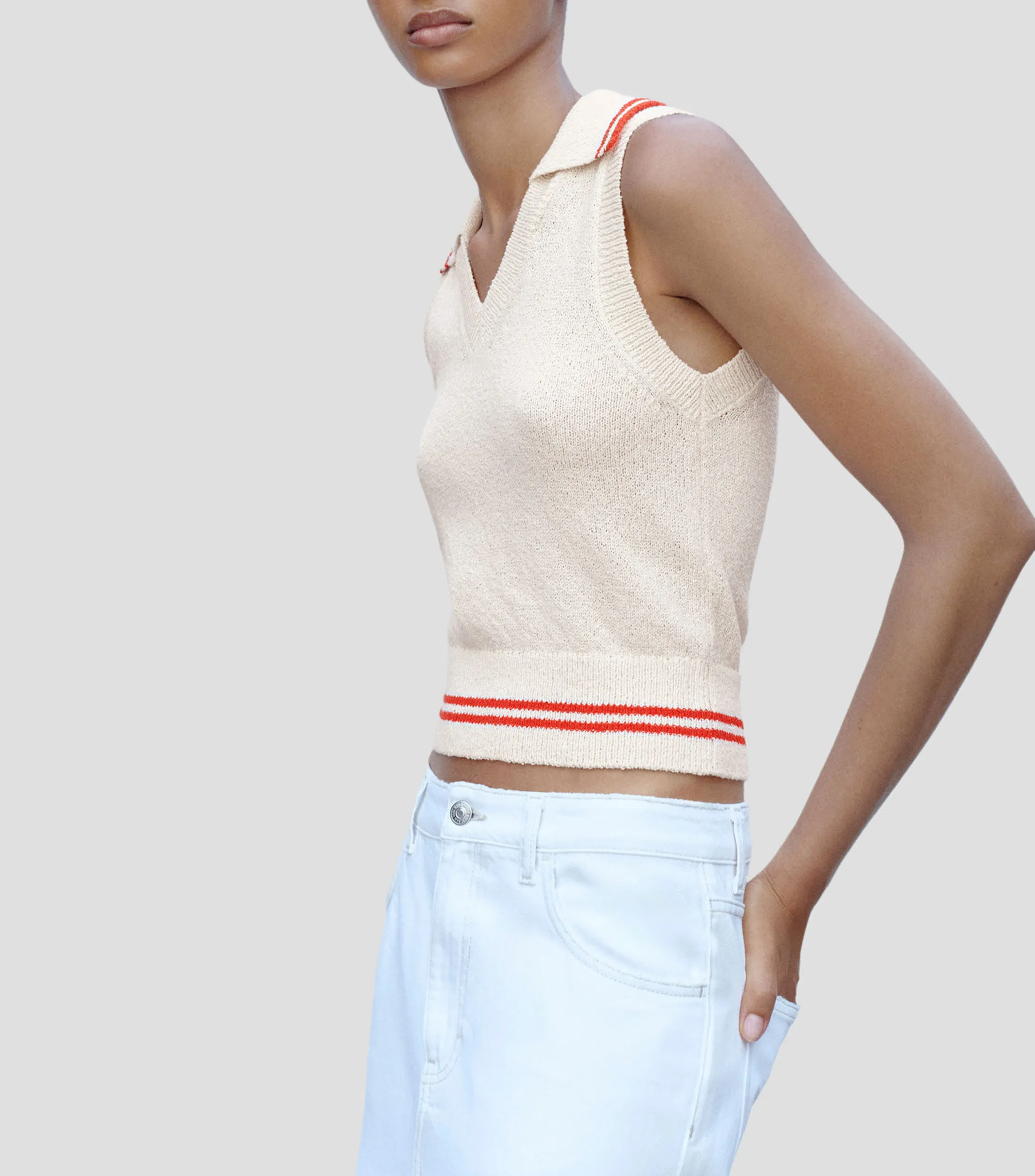 Mango Chaleco cuello polo Mujer
