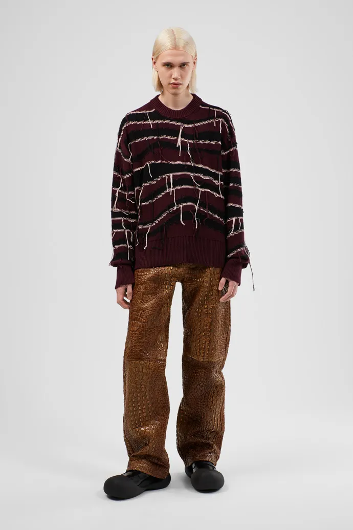 Melange Knit Sweater Suéter de punto de algodón orgánico marrón
