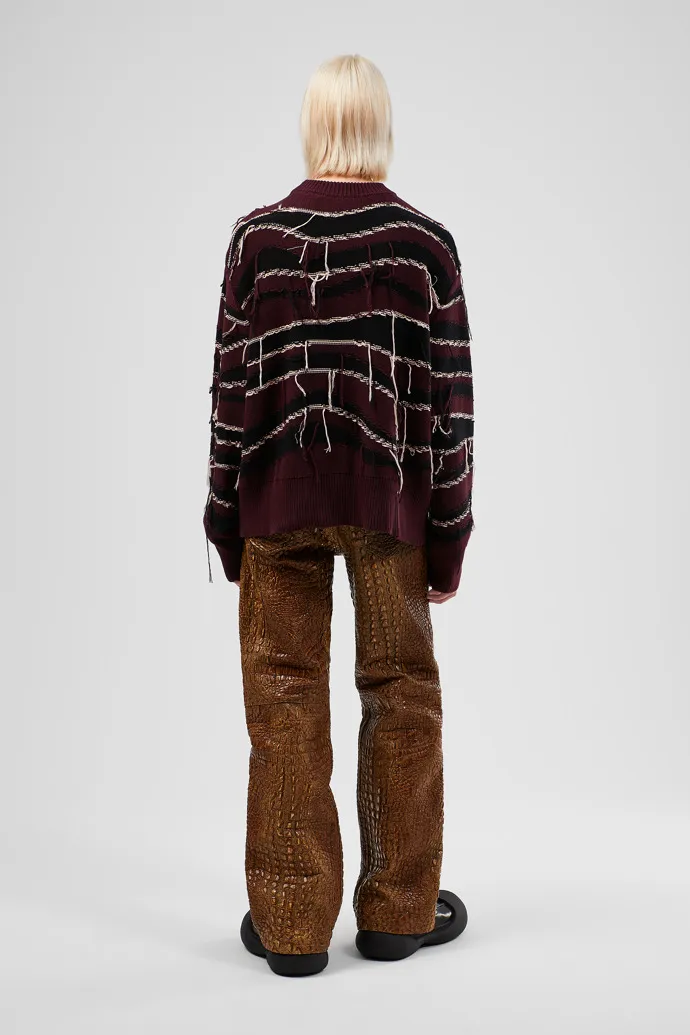 Melange Knit Sweater Suéter de punto de algodón orgánico marrón