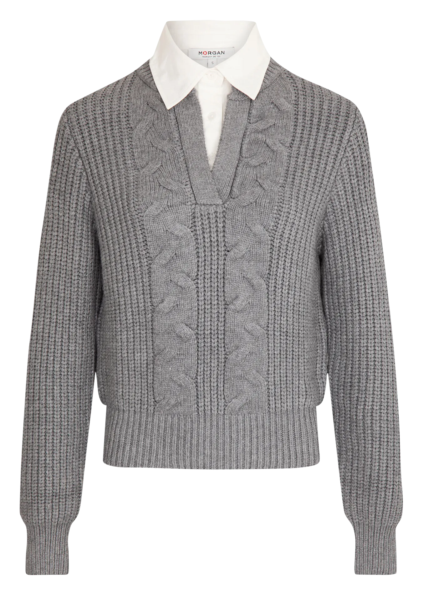 MGREY  SUéTER CON CUELLO DE CAMISA EN GRIS