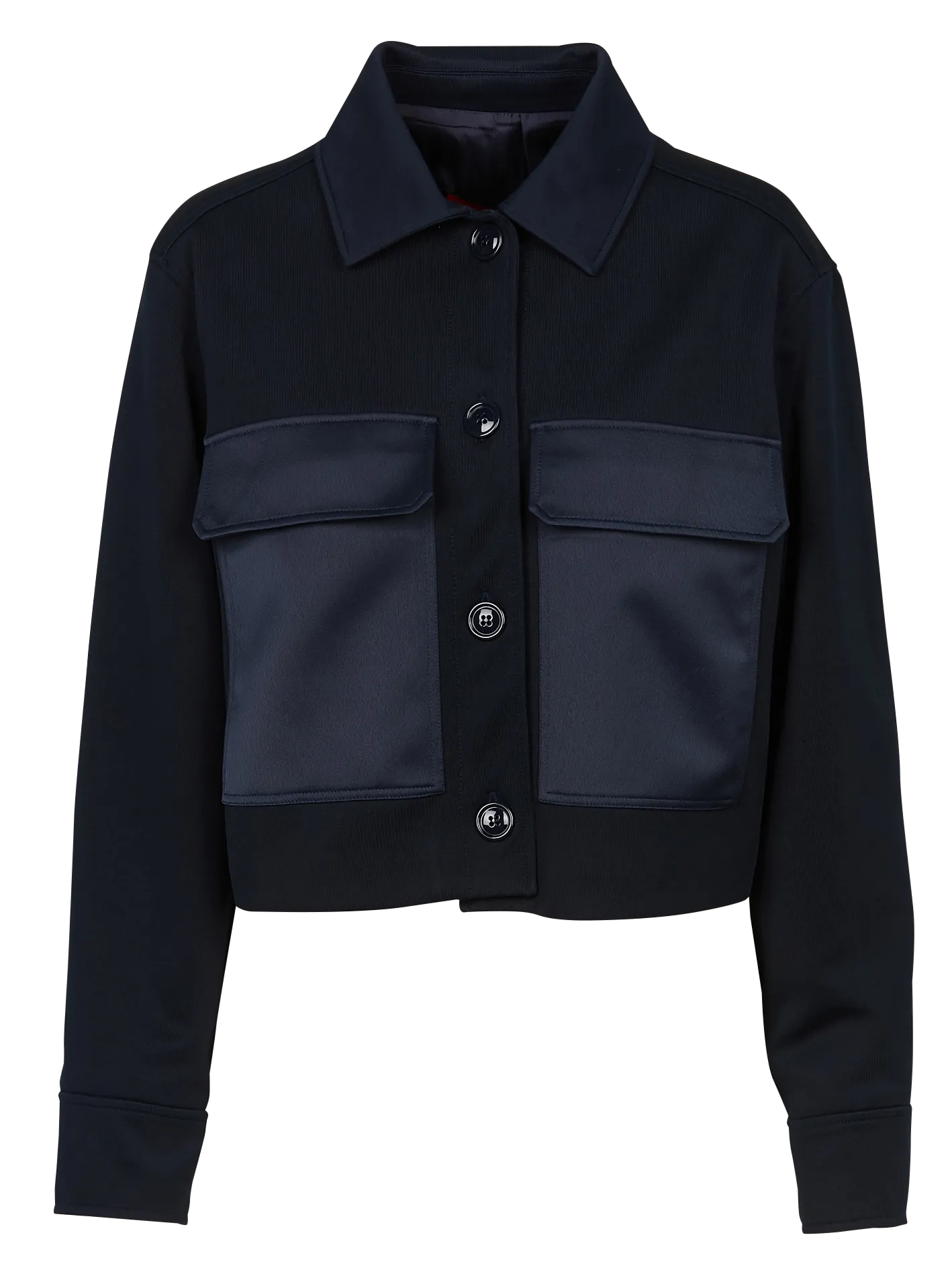 MIRRA  CHAQUETA CORTA HOLGADA CON CUELLO CLáSICO EN AZUL