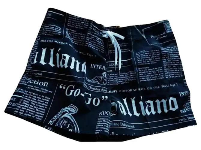 Nueve Bañadores de Periódico John Galliano Ropa Interior EU XL Negro 