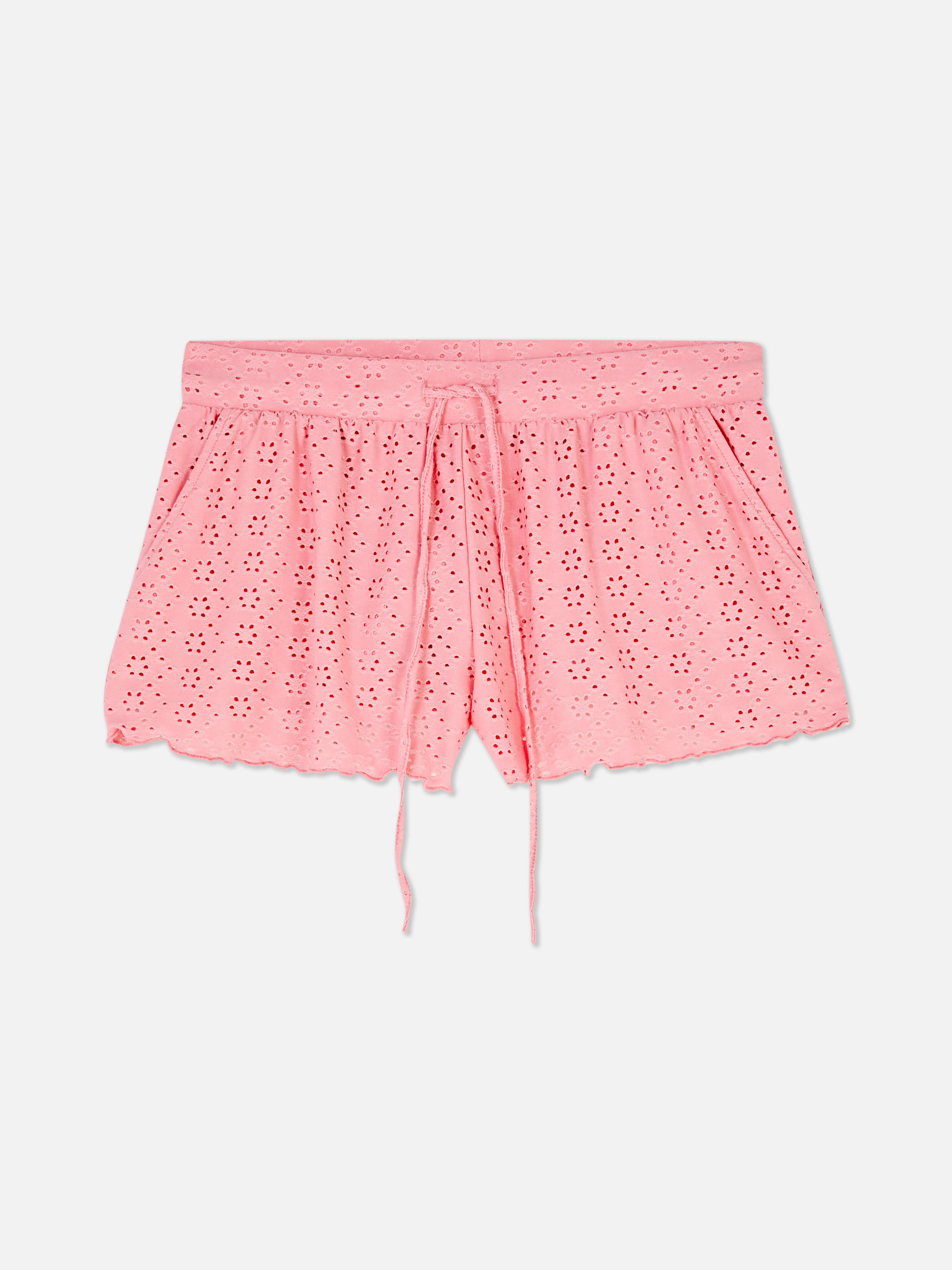 Pantalones cortos de pijama con bordado inglés