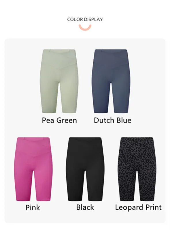 Pantalones cortos para mujer de yoga deportes sin costura de quinta cintura cruzada pantalones de golf shorts de playa corriendo