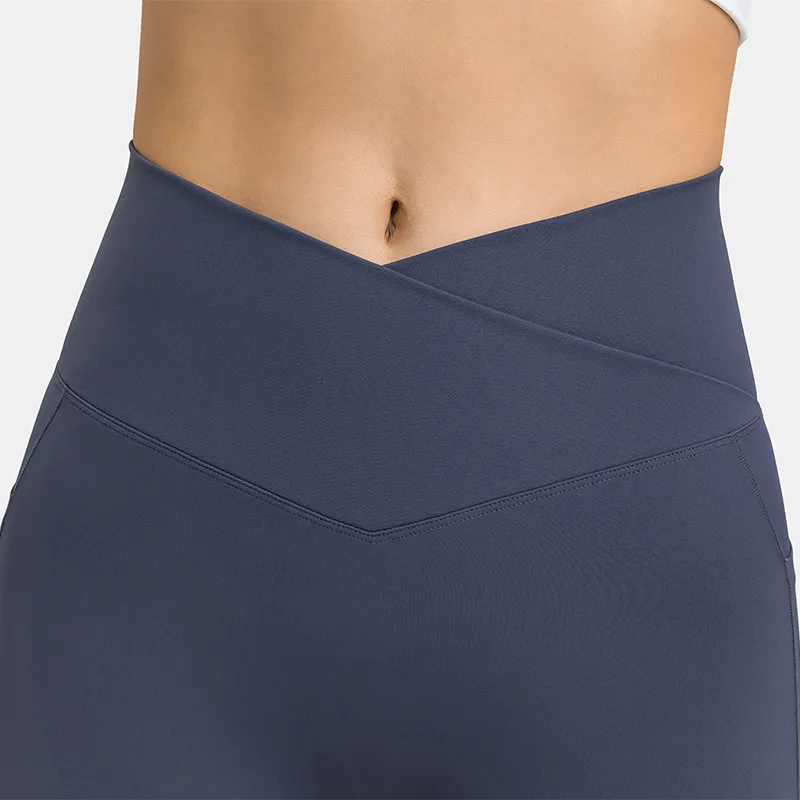 Pantalones cortos para mujer de yoga deportes sin costura de quinta cintura cruzada pantalones de golf shorts de playa corriendo