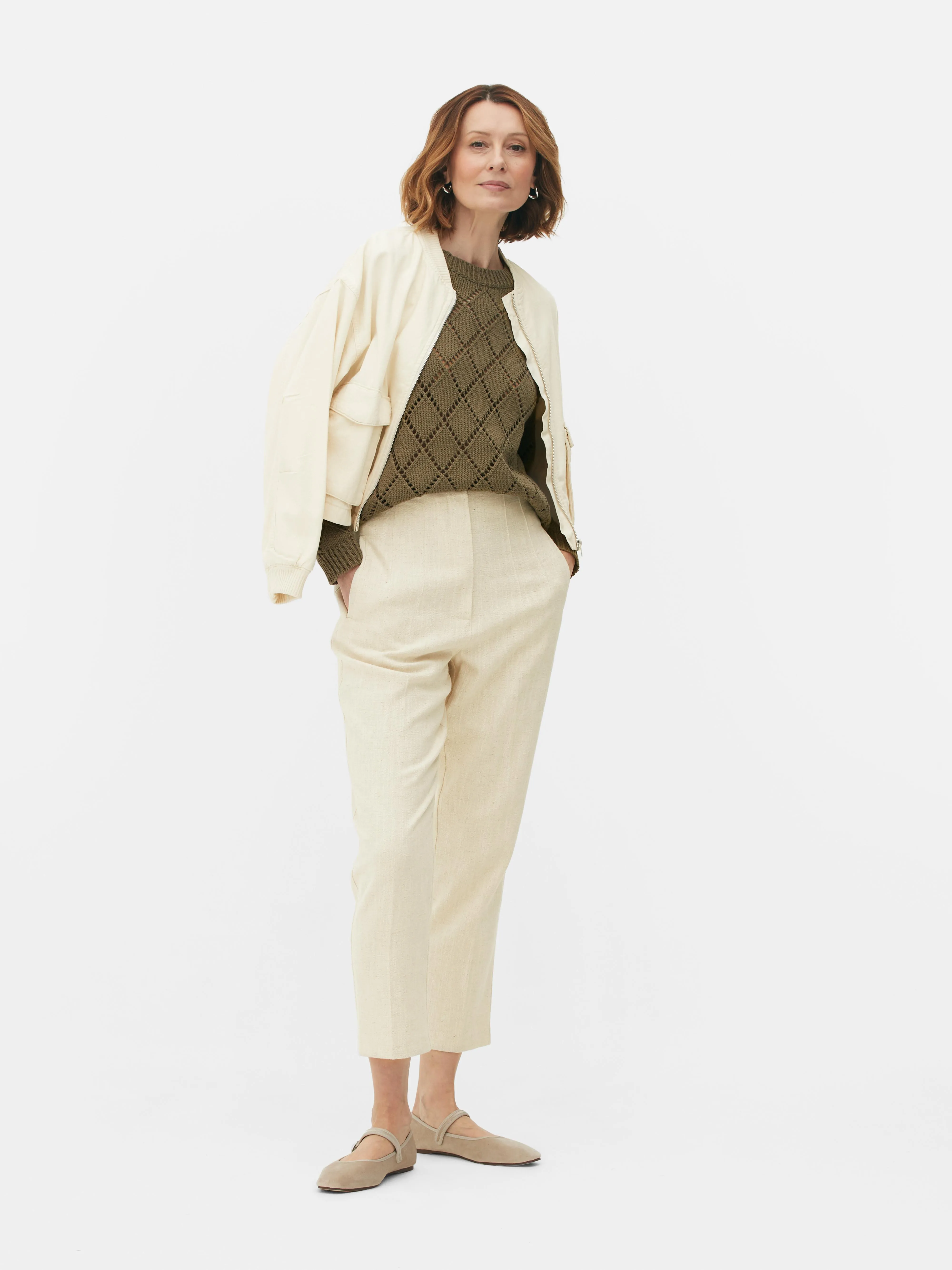 Pantalones de talle alto con costuras