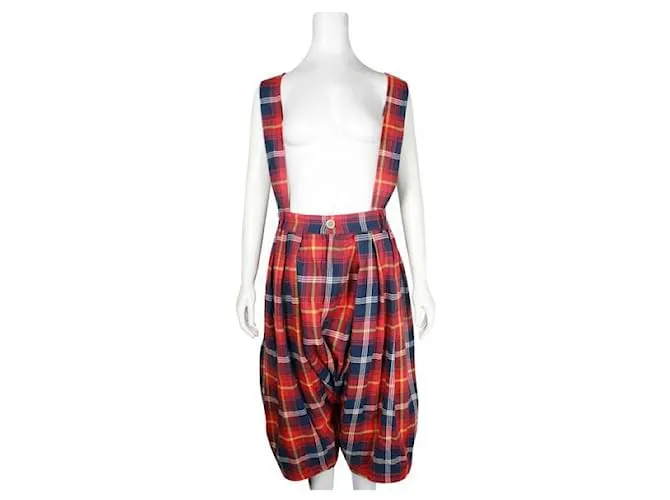 Pantalones extragrandes con tirantes a cuadros de Comme Des Garcons Primavera 2018 ropa de caballero Roja 