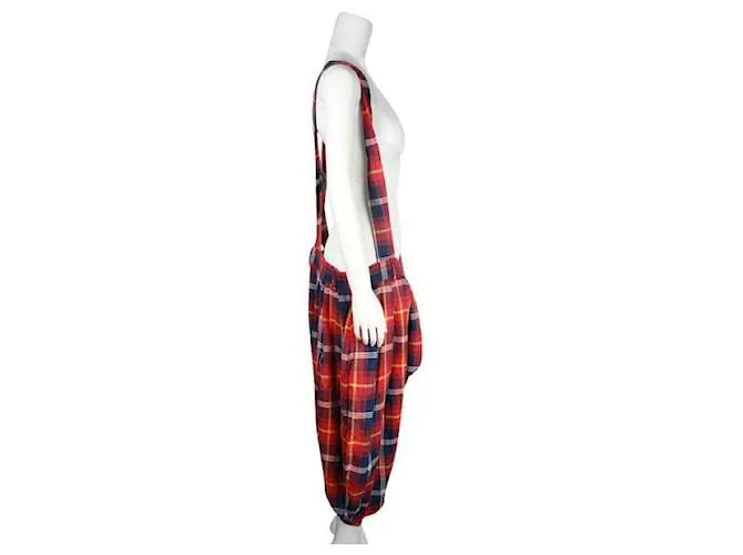 Pantalones extragrandes con tirantes a cuadros de Comme Des Garcons Primavera 2018 ropa de caballero Roja 