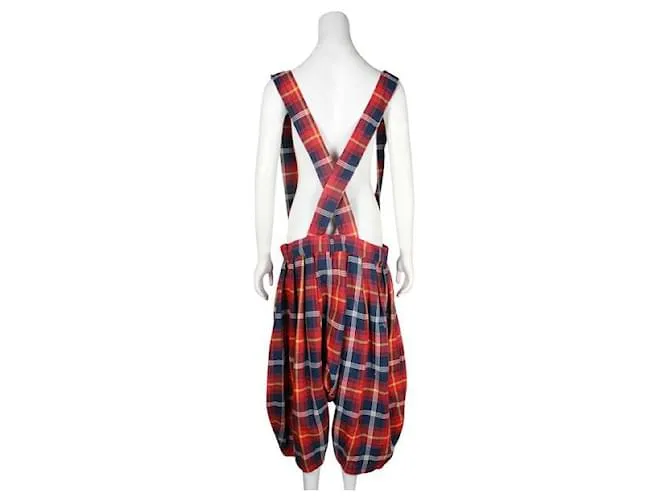 Pantalones extragrandes con tirantes a cuadros de Comme Des Garcons Primavera 2018 ropa de caballero Roja 