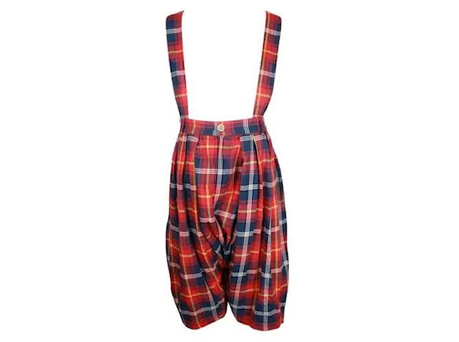 Pantalones extragrandes con tirantes a cuadros de Comme Des Garcons Primavera 2018 ropa de caballero Roja 
