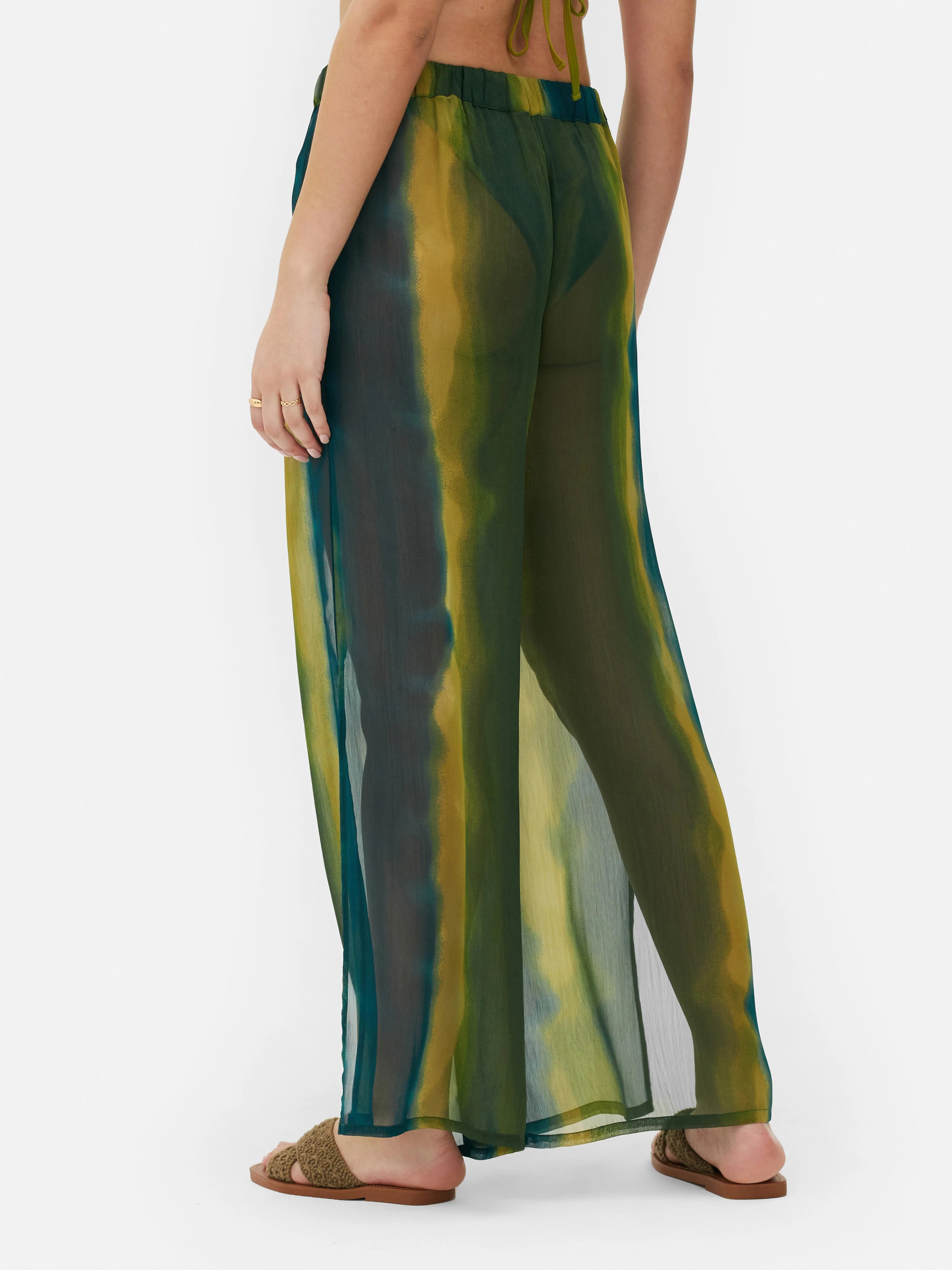 Pantalones playeros anchos con laterales abiertos