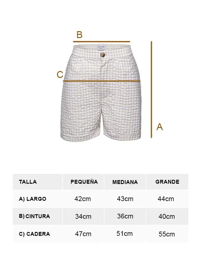 Pantalón corto cuadros vichy para mujer