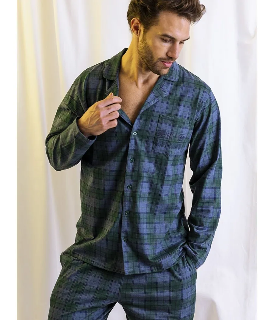 Pijama abierto hombre invierno Lois Forest azul bolsillos
