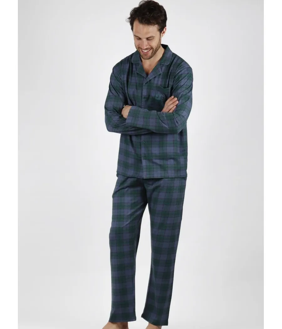 Pijama abierto hombre invierno Lois Forest azul bolsillos