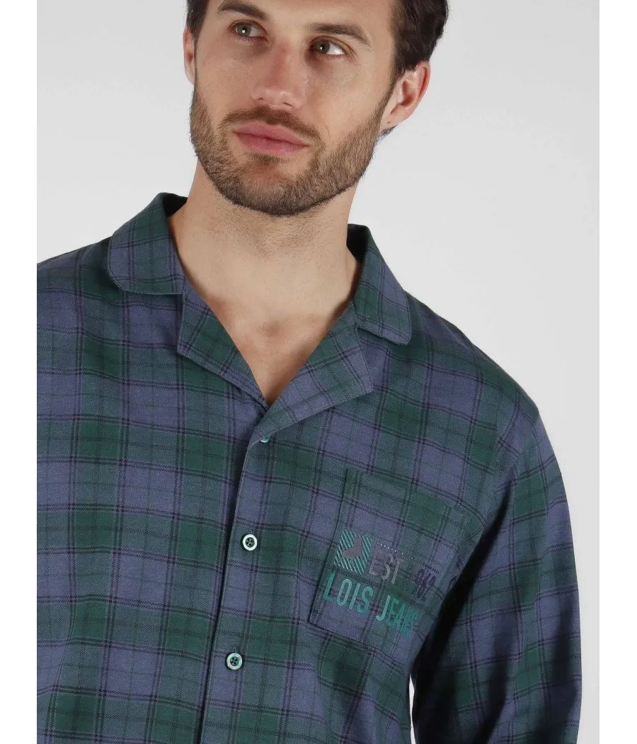 Pijama abierto hombre invierno Lois Forest azul bolsillos