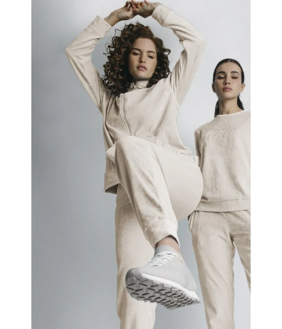 Pijama invierno mujer Admas abierto soft Home beige algodón