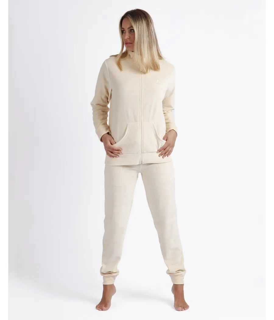 Pijama invierno mujer Admas abierto soft Home beige algodón